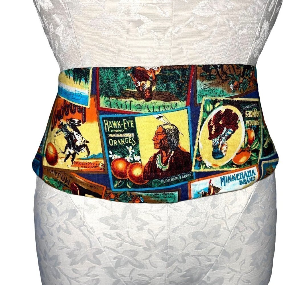 Vintage Indian Print Cummerbund Mens One Size OSFM Adjustable Multicolor